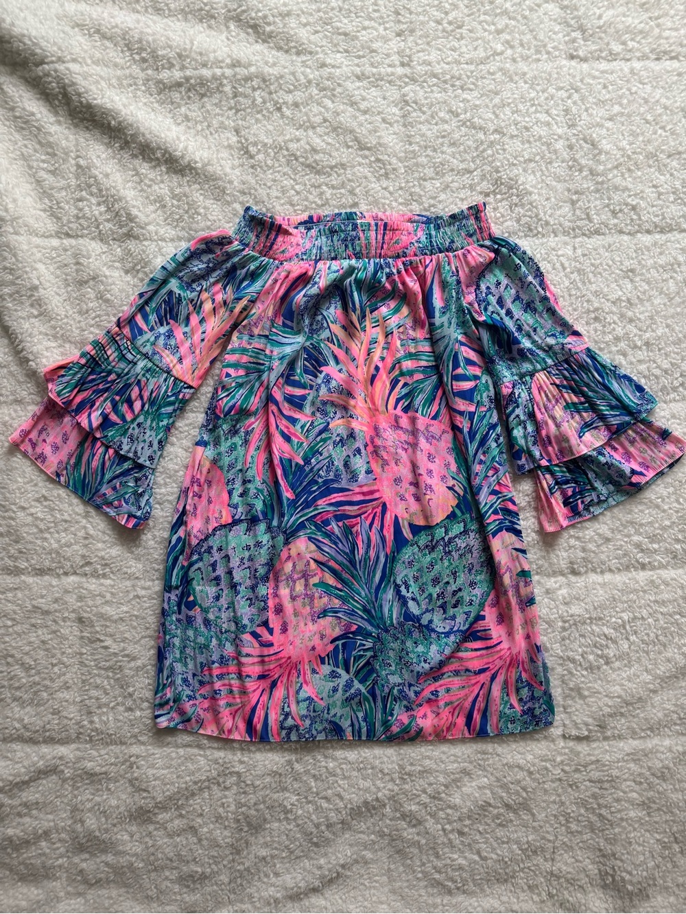 Lilly Pulitzer off shoulder pineapple dress